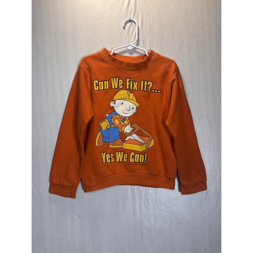 Vintage 2002 Bob The Builder Can We Fix It Orange Kids Crewneck Sweatshirt 4/5